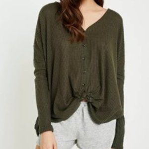 Urban Outfitters OFU JOJO Oversized Thermal Olive Green Size L